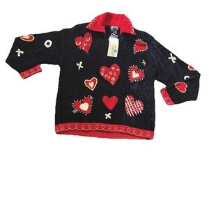 Vintage Berek Women's Sweater XL Embroidered Heart